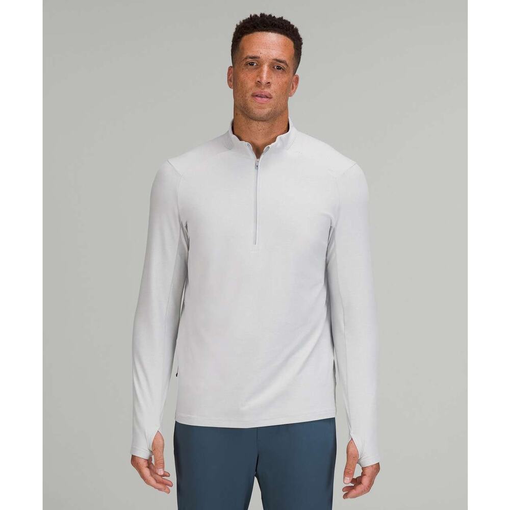 Lululemon Surge Warm 1/2 Zip Pullover Men Size XL Heathered Sea Salt Athletic